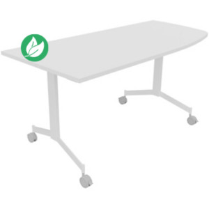 Table mobile rabattable Eureka angle arrondi à droite - L.170 x P.80 cm - Plateau Blanc - Pieds Blanc Table mobile rabattable Eureka angle arrondi à droite - L.170 x P.80 cm - Plateau Blanc - Pieds Blanc
