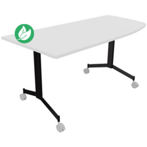Table mobile rabattable Eureka angle arrondi à droite - L.170 x P.80 cm - Plateau Blanc - Pieds Noir Table mobile rabattable Eureka angle arrondi à droite - L.170 x P.80 cm - Plateau Blanc - Pieds Noir