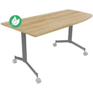 Table mobile rabattable Eureka angle arrondi à droite - L.170 x P.80 cm - Plateau Chêne Nebraska - Pieds Aluminium Table mobile rabattable Eureka angle arrondi à droite - L.170 x P.80 cm - Plateau Chêne Nebraska - Pieds Aluminium