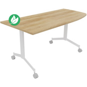 Table mobile rabattable Eureka angle arrondi à droite - L.170 x P.80 cm - Plateau Chêne Nebraska - Pieds Blanc Table mobile rabattable Eureka angle arrondi à droite - L.170 x P.80 cm - Plateau Chêne Nebraska - Pieds Blanc