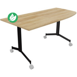 Table mobile rabattable Eureka angle arrondi à droite - L.170 x P.80 cm - Plateau Chêne Nebraska - Pieds Noir Table mobile rabattable Eureka angle arrondi à droite - L.170 x P.80 cm - Plateau Chêne Nebraska - Pieds Noir