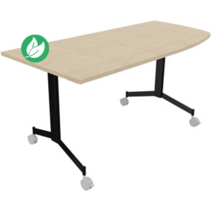 Table mobile rabattable Eureka angle arrondi à droite - L.170 x P.80 cm - Plateau Chêne - Pieds Noir Table mobile rabattable Eureka angle arrondi à droite - L.170 x P.80 cm - Plateau Chêne - Pieds Noir