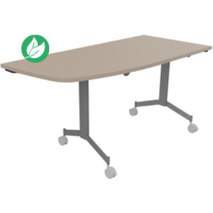 Table mobile rabattable Eureka angle arrondi à gauche - L.150 x P.70 cm - Plateau Argile - Pieds Aluminium Table mobile rabattable Eureka angle arrondi à gauche - L.150 x P.70 cm - Plateau Argile - Pieds Aluminium