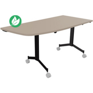 Table mobile rabattable Eureka angle arrondi à gauche - L.150 x P.70 cm - Plateau Argile - Pieds Noir Table mobile rabattable Eureka angle arrondi à gauche - L.150 x P.70 cm - Plateau Argile - Pieds Noir