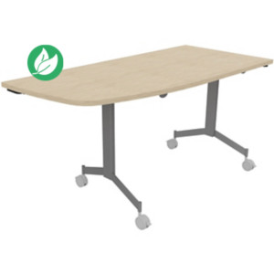 Table mobile rabattable Eureka angle arrondi à gauche - L.150 x P.70 cm - Plateau Chêne - Pieds Aluminium Table mobile rabattable Eureka angle arrondi à gauche - L.150 x P.70 cm - Plateau Chêne - Pieds Aluminium