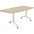 Table mobile rabattable Eureka angle arrondi à gauche - L.150 x P.70 cm - Plateau Chêne - Pieds Blanc - 1