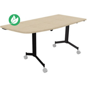 Table mobile rabattable Eureka angle arrondi à gauche - L.150 x P.70 cm - Plateau Chêne - Pieds Noir Table mobile rabattable Eureka angle arrondi à gauche - L.150 x P.70 cm - Plateau Chêne - Pieds Noir