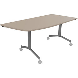 Table mobile rabattable Eureka angle arrondi à gauche - L.170 x P.80 cm - Plateau Argile - Pieds Aluminium