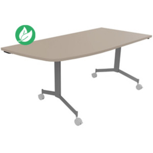 Table mobile rabattable Eureka angle arrondi à gauche - L.170 x P.80 cm - Plateau Argile - Pieds Aluminium Table mobile rabattable Eureka angle arrondi à gauche - L.170 x P.80 cm - Plateau Argile - Pieds Aluminium