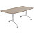Table mobile rabattable Eureka angle arrondi à gauche - L.170 x P.80 cm - Plateau Argile - Pieds Blanc - 1