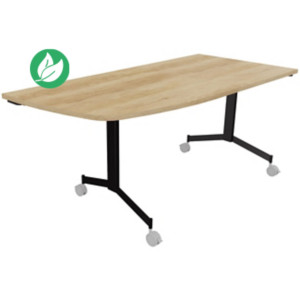 Table mobile rabattable Eureka angle arrondi à gauche - L.170 x P.80 cm - Plateau Chêne Nebraska - Pieds Noir Table mobile rabattable Eureka angle arrondi à gauche - L.170 x P.80 cm - Plateau Chêne Nebraska - Pieds Noir