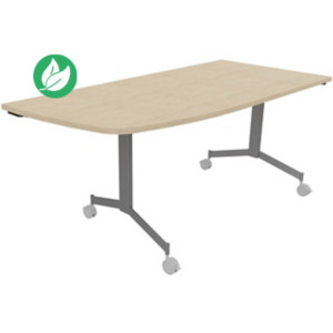 Table mobile rabattable Eureka angle arrondi à gauche - L.170 x P.80 cm - Plateau Chêne - Pieds Aluminium Table mobile rabattable Eureka angle arrondi à gauche - L.170 x P.80 cm - Plateau Chêne - Pieds Aluminium