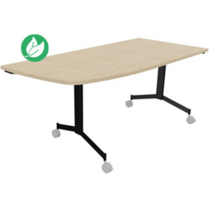 Table mobile rabattable Eureka angle arrondi à gauche - L.170 x P.80 cm - Plateau Chêne - Pieds Noir Table mobile rabattable Eureka angle arrondi à gauche - L.170 x P.80 cm - Plateau Chêne - Pieds Noir