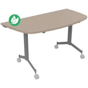 Table mobile rabattable Eureka demi-lune - L.140 x P.70 cm - Plateau Argile - Pieds Aluminium Table mobile rabattable Eureka demi-lune - L.140 x P.70 cm - Plateau Argile - Pieds Aluminium