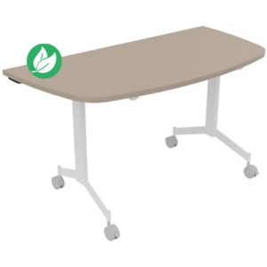 Table mobile rabattable Eureka demi-lune - L.140 x P.70 cm - Plateau Argile - Pieds Blanc Table mobile rabattable Eureka demi-lune - L.140 x P.70 cm - Plateau Argile - Pieds Blanc