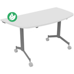 Table mobile rabattable Eureka demi-lune - L.140 x P.70 cm - Plateau Blanc - Pieds Aluminium Table mobile rabattable Eureka demi-lune - L.140 x P.70 cm - Plateau Blanc - Pieds Aluminium