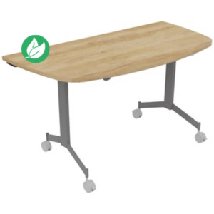 Table mobile rabattable Eureka demi-lune - L.140 x P.70 cm - Plateau Chêne Nebraska - Pieds Aluminium Table mobile rabattable Eureka demi-lune - L.140 x P.70 cm - Plateau Chêne Nebraska - Pieds Aluminium