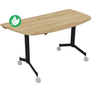 Table mobile rabattable Eureka demi-lune - L.140 x P.70 cm - Plateau Chêne Nebraska - Pieds Noir Table mobile rabattable Eureka demi-lune - L.140 x P.70 cm - Plateau Chêne Nebraska - Pieds Noir