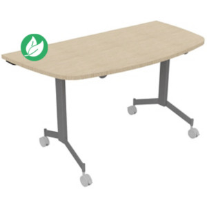 Table mobile rabattable Eureka demi-lune - L.140 x P.70 cm - Plateau Chêne - Pieds Aluminium Table mobile rabattable Eureka demi-lune - L.140 x P.70 cm - Plateau Chêne - Pieds Aluminium