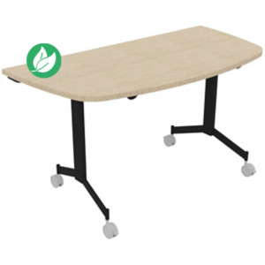 Table mobile rabattable Eureka demi-lune - L.140 x P.70 cm - Plateau Chêne - Pieds Noir Table mobile rabattable Eureka demi-lune - L.140 x P.70 cm - Plateau Chêne - Pieds Noir