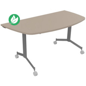 Table mobile rabattable Eureka demi-lune - L.160 x P.80 cm - Plateau Argile - Pieds Aluminium Table mobile rabattable Eureka demi-lune - L.160 x P.80 cm - Plateau Argile - Pieds Aluminium
