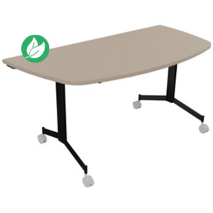 Table mobile rabattable Eureka demi-lune - L.160 x P.80 cm - Plateau Argile - Pieds Noir Table mobile rabattable Eureka demi-lune - L.160 x P.80 cm - Plateau Argile - Pieds Noir