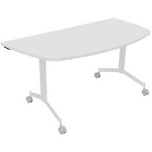 Table mobile rabattable Eureka demi-lune - L.160 x P.80 cm - Plateau Blanc - Pieds Blanc