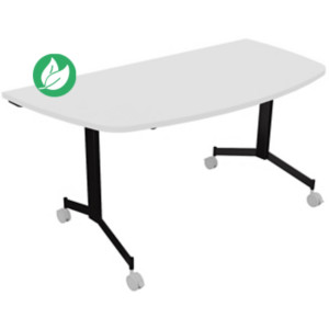 Table mobile rabattable Eureka demi-lune - L.160 x P.80 cm - Plateau Blanc - Pieds Noir Table mobile rabattable Eureka demi-lune - L.160 x P.80 cm - Plateau Blanc - Pieds Noir