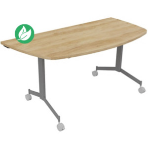 Table mobile rabattable Eureka demi-lune - L.160 x P.80 cm - Plateau Chêne Nebraska - Pieds Aluminium Table mobile rabattable Eureka demi-lune - L.160 x P.80 cm - Plateau Chêne Nebraska - Pieds Aluminium