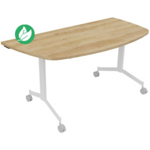 Table mobile rabattable Eureka demi-lune - L.160 x P.80 cm - Plateau Chêne Nebraska - Pieds Blanc Table mobile rabattable Eureka demi-lune - L.160 x P.80 cm - Plateau Chêne Nebraska - Pieds Blanc