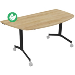 Table mobile rabattable Eureka demi-lune - L.160 x P.80 cm - Plateau Chêne Nebraska - Pieds Noir Table mobile rabattable Eureka demi-lune - L.160 x P.80 cm - Plateau Chêne Nebraska - Pieds Noir