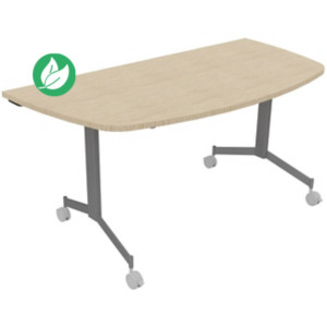 Table mobile rabattable Eureka demi-lune - L.160 x P.80 cm - Plateau Chêne - Pieds Aluminium Table mobile rabattable Eureka demi-lune - L.160 x P.80 cm - Plateau Chêne - Pieds Aluminium