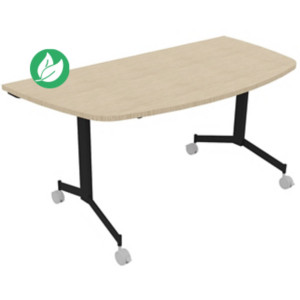 Table mobile rabattable Eureka demi-lune - L.160 x P.80 cm - Plateau Chêne - Pieds Noir Table mobile rabattable Eureka demi-lune - L.160 x P.80 cm - Plateau Chêne - Pieds Noir