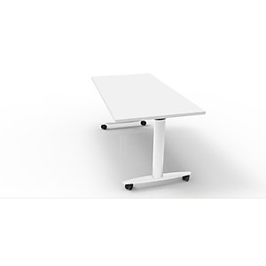 Table mobile rabattable PRATIC - L.120 x P.80 cm - Plateau Blanc - Pieds Blanc