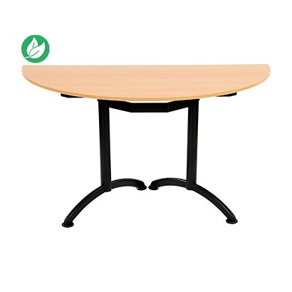 Table modulaire Elite 1/2 rond 140 cm - plateau Hêtre pieds Noir