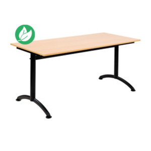Table modulaire Elite rectangle L. 160 x P. 70 cm - plateau Hêtre pieds Noir