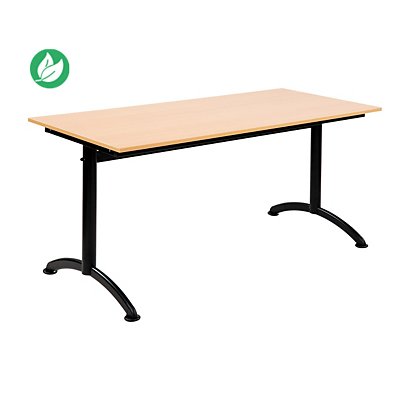 Table modulaire Elite rectangle L. 160 x P. 70 cm - plateau Hêtre pieds Noir