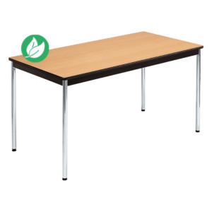 Table modulaire Modula Rectangle - L.140 x P.70 cm - Plateau Hêtre - Pieds Chrome Table modulaire Modula Rectangle - L.140 x P.70 cm - Plateau Hêtre - Pieds Chrome