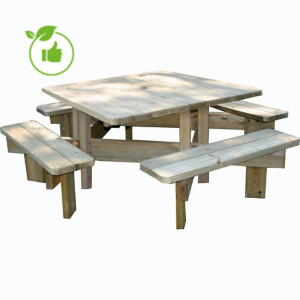 Table pique-nique carrée 45 mm 8 places