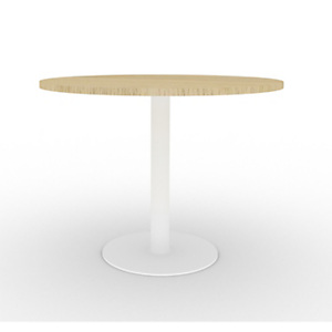 Table plateau rond diamètre 100 cm - gamme ARCHE - hauteur 72 cm - plateau Chêne - pied Blanc