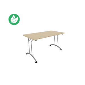 Table pliante 140 cm x 70 cm - Plateau Chêne - Pieds métal Aluminium