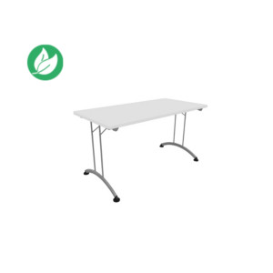 Table pliante 160 cm x 80 cm - Plateau Blanc - Pieds métal Aluminium