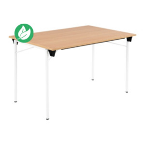 Table pliante Budget multiples usages rectangle L. 120 x P. 80 cm - Plateau Chêne - pieds Blanc Table pliante Budget multiples usages rectangle L. 120 x P. 80 cm - Plateau Chêne - pieds Blanc