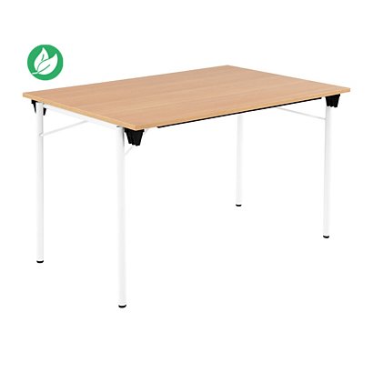 Table pliante Budget multiples usages rectangle L. 120 x P. 80 cm - Plateau Chêne - pieds Blanc - 1