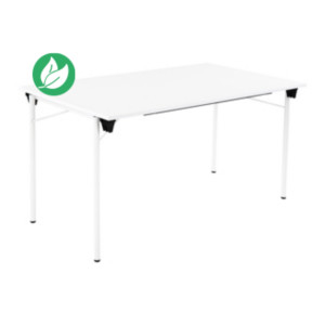 Table pliante Budget multiples usages rectangle L. 140 x P. 80 cm - Plateau Blanc - pieds Blanc