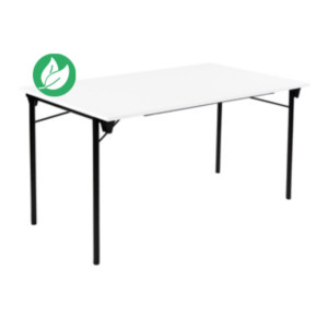 Table pliante Budget multiples usages rectangle L. 140 x P. 80 cm - Plateau Blanc - pieds Noir Table pliante Budget multiples usages rectangle L. 140 x P. 80 cm - Plateau Blanc - pieds Noir
