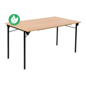 Table pliante Budget multiples usages rectangle L. 140 x P. 80 cm - Plateau Chêne - pieds Noir Table pliante Budget multiples usages rectangle L. 140 x P. 80 cm - Plateau Chêne - pieds Noir