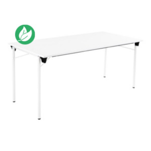 Table pliante Budget multiples usages rectangle L. 160 x P. 80 cm - Plateau Blanc - pieds Blanc Table pliante Budget multiples usages rectangle L. 160 x P. 80 cm - Plateau Blanc - pieds Blanc