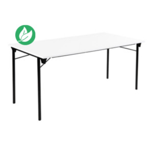 Table pliante Budget multiples usages rectangle L. 160 x P. 80 cm - Plateau Blanc - pieds Noir Table pliante Budget multiples usages rectangle L. 160 x P. 80 cm - Plateau Blanc - pieds Noir