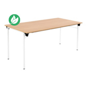 Table pliante Budget multiples usages rectangle L. 160 x P. 80 cm - Plateau Chêne - pieds Blanc Table pliante Budget multiples usages rectangle L. 160 x P. 80 cm - Plateau Chêne - pieds Blanc